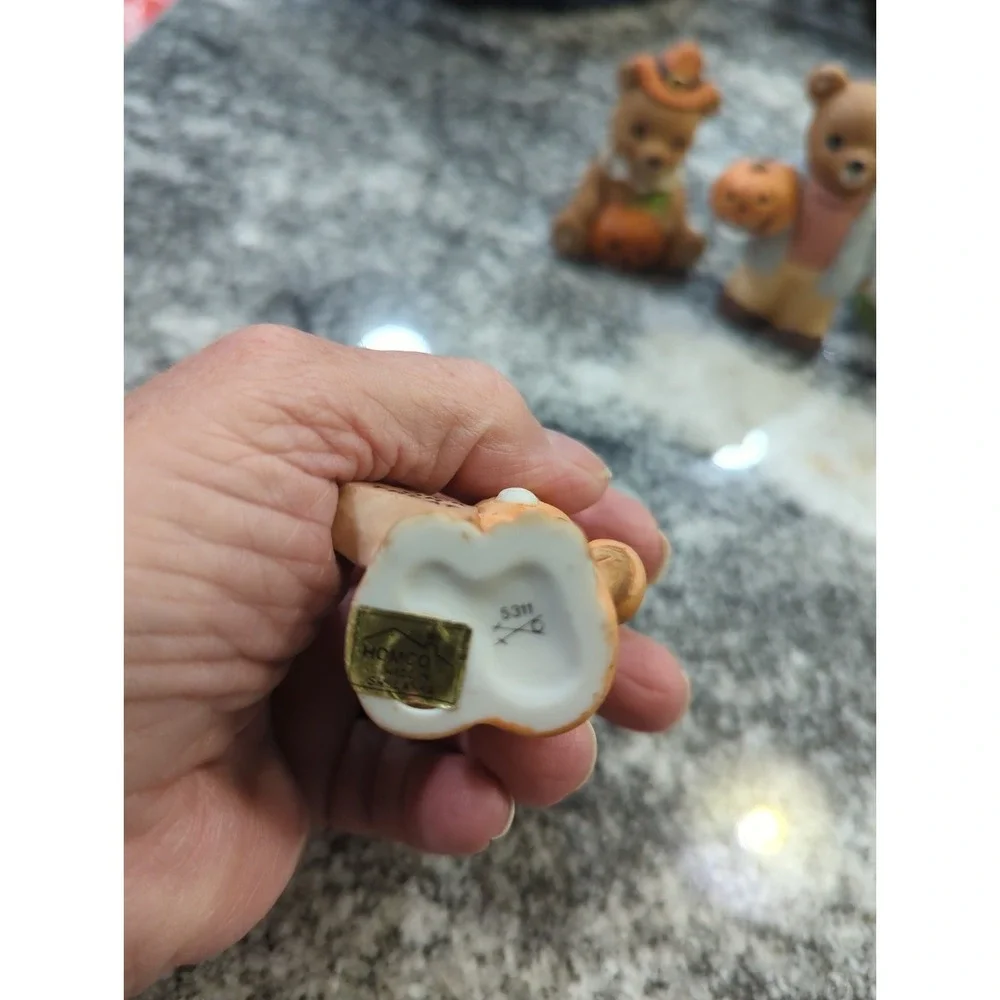 6 Vintage Homco Halloween Fall Mini Miniature Holiday Bears Ghost Pumpkin